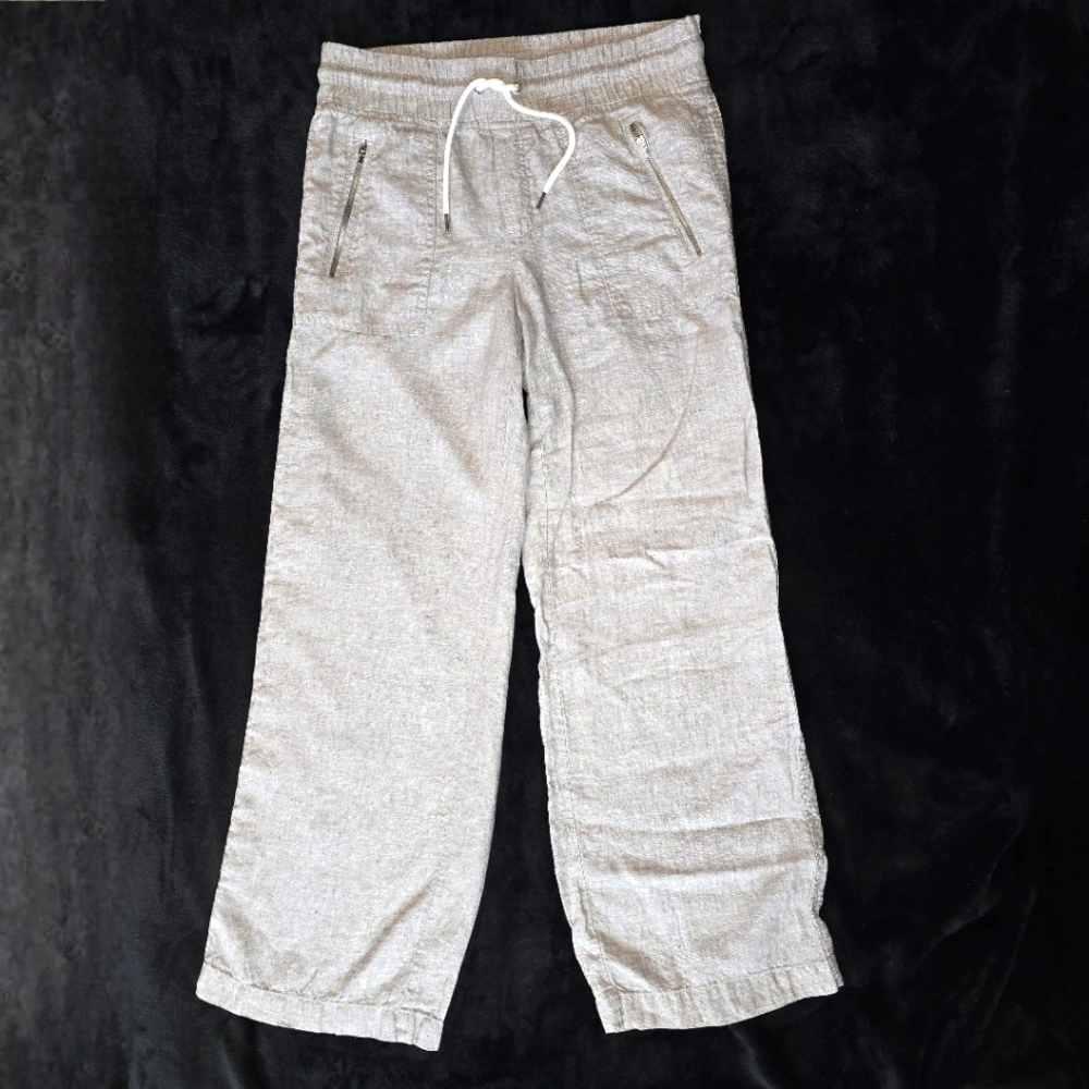 OATHLETA Woman's Gray Linen Wide Leg Pants Size 6